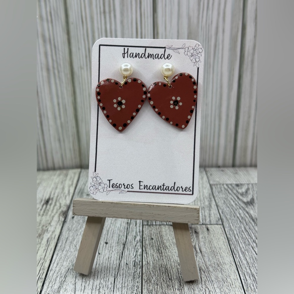 Handmade Mexican Ispiracon Heart Earrings